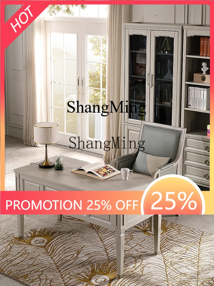 

ZYY премиальный изысканный светлый роскошный офисный стол из красного дуба из цельного дерева, компьютерный стол для учебы