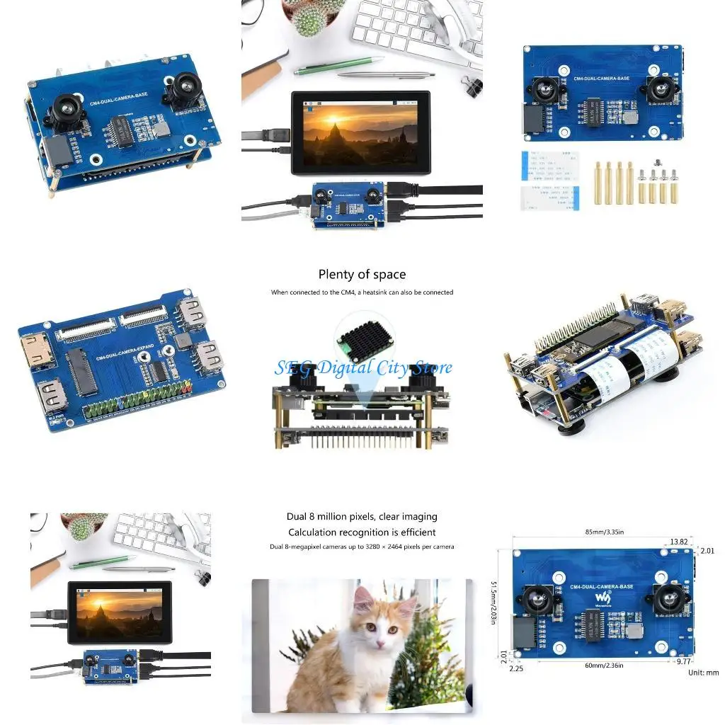 

U75B Binocular Camera Base Board Expander Double 8MP Camera Development Board Replacement for RPi Compute Module 4