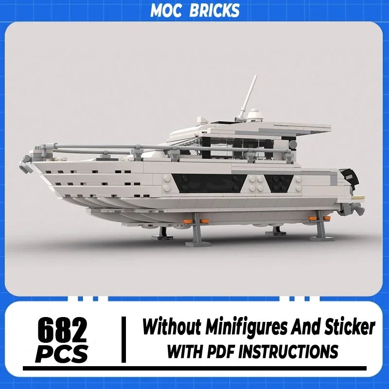 Moc Building Bricks Motor Yacht Model Technology Block Outboard Yacht Construction Bricks Toy DIY Assembly Holiday Gift