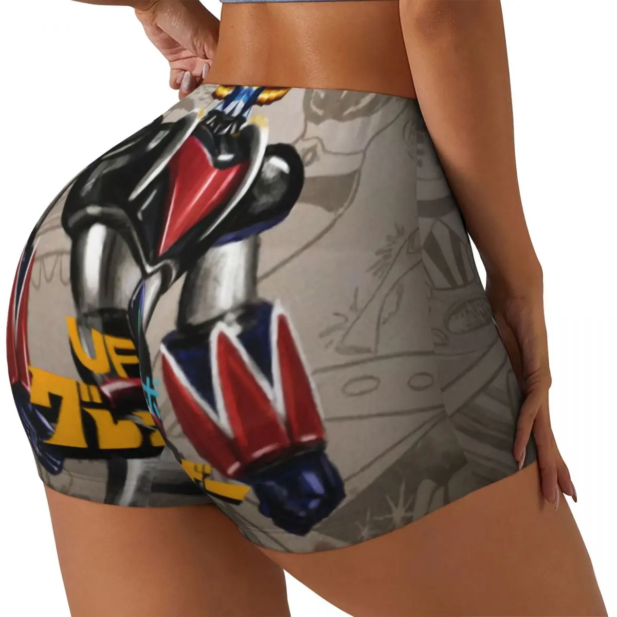 Custom Mazinger Z Anime Gym Volleyball Biker Shorts Women UFO Robot Goldorak Workout Yoga Shorts