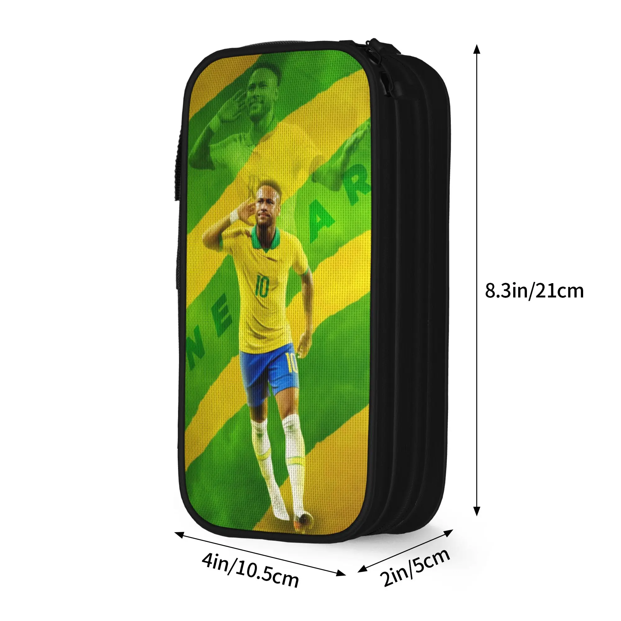 Picture 4: Neymars Brazil Football Pencil Case Soccer Number 10 Pen Box Bags Girls Boys Big Capacity School Supplies Zipper Pencil Pouch
