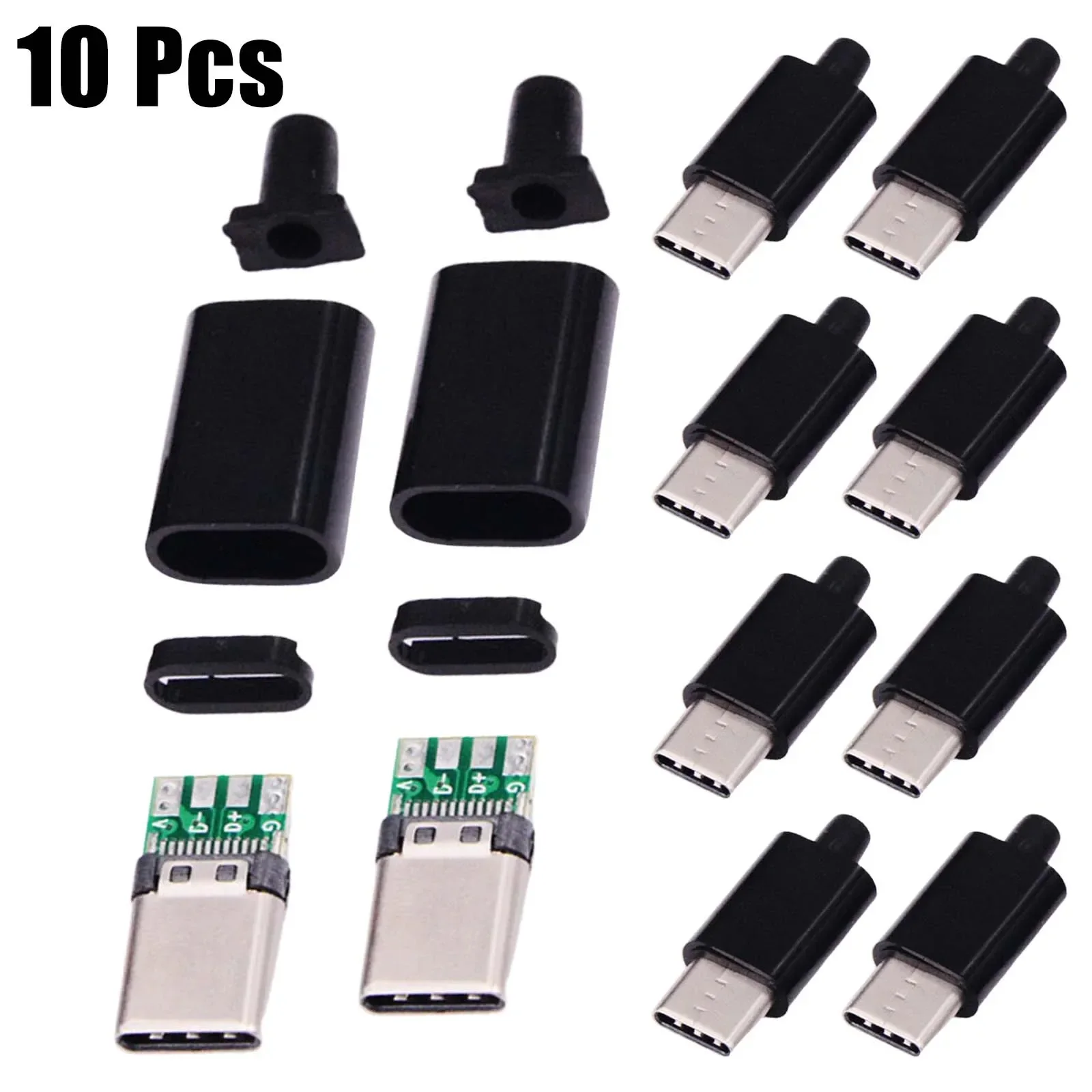 Fast and Easy Connection with our Reversible 10 Pack USB31Type C Male Connector PCB Board with Black/White Shell