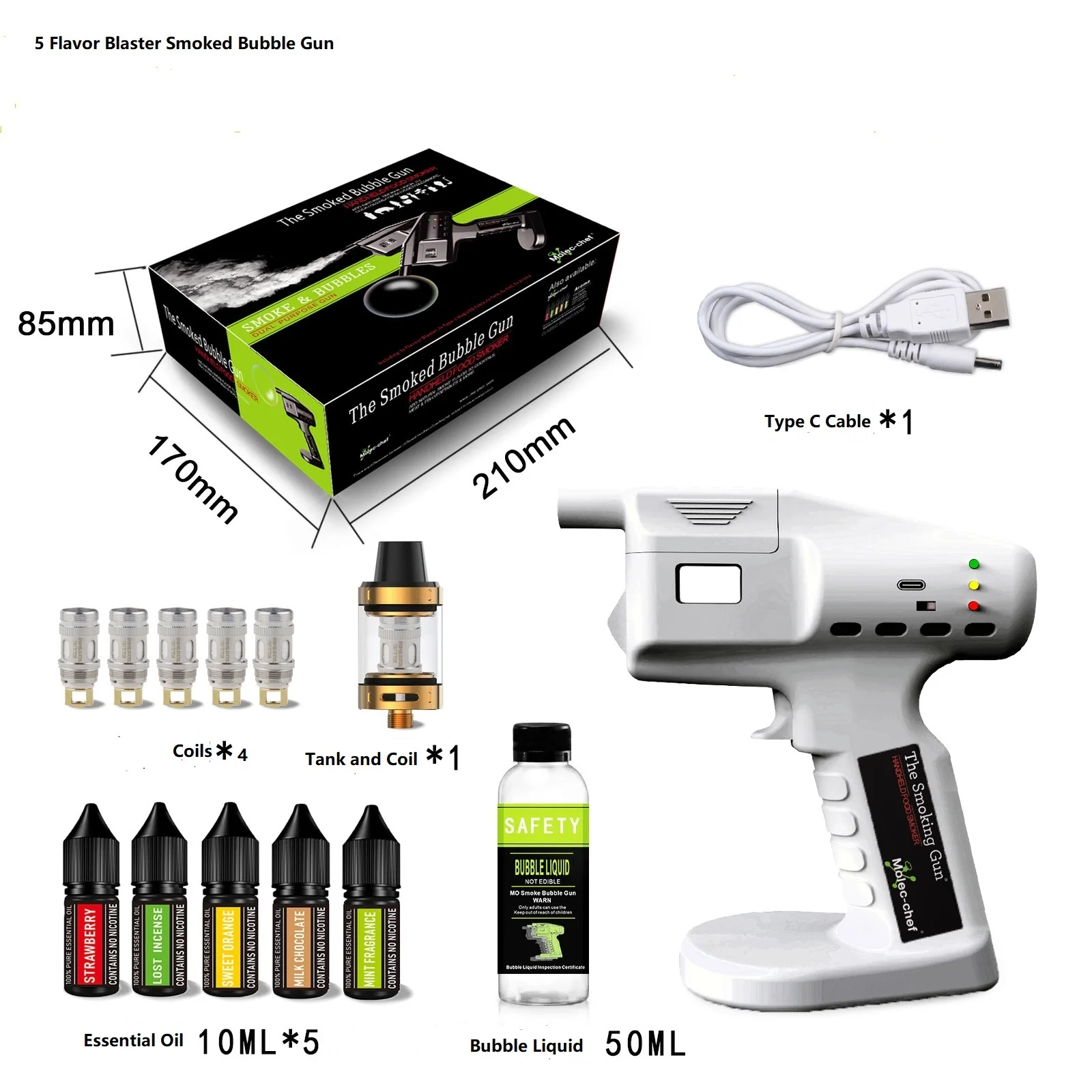 Rechargeable Flavor Blaster Cocktail Gun Kit Smoke Machine Edible Bubbles & Aroma Smoke Bubble Gun for Elevating  Drinks Food