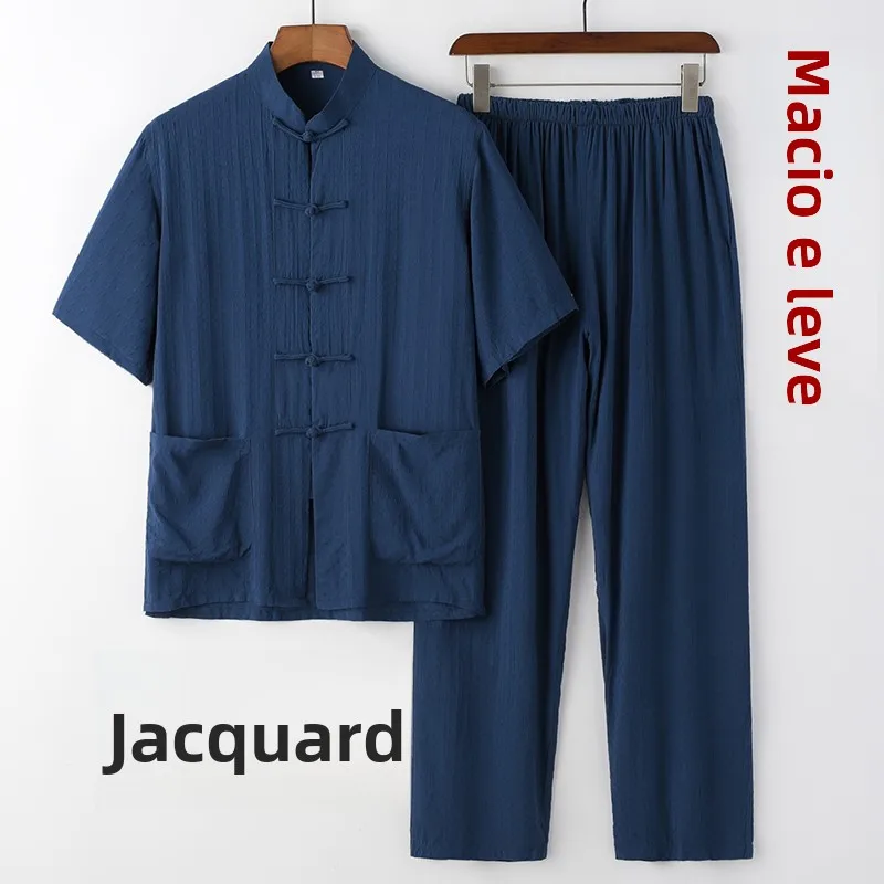 grandpa's-casual-cotton-linen-short-sleeve-set-lightweight-soft-floral-embroidery-home-wear-elderly-men's-summer-hanfu-tunic
