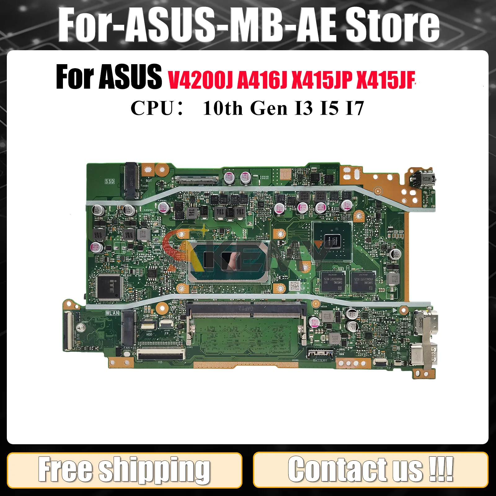 

X415JP Laptop Motherboard For ASUS VivoBook A416J V5200J X415JF X415J X415JP X415JAB V4200J Mainboard With I3 I5 I7 CPU tests OK