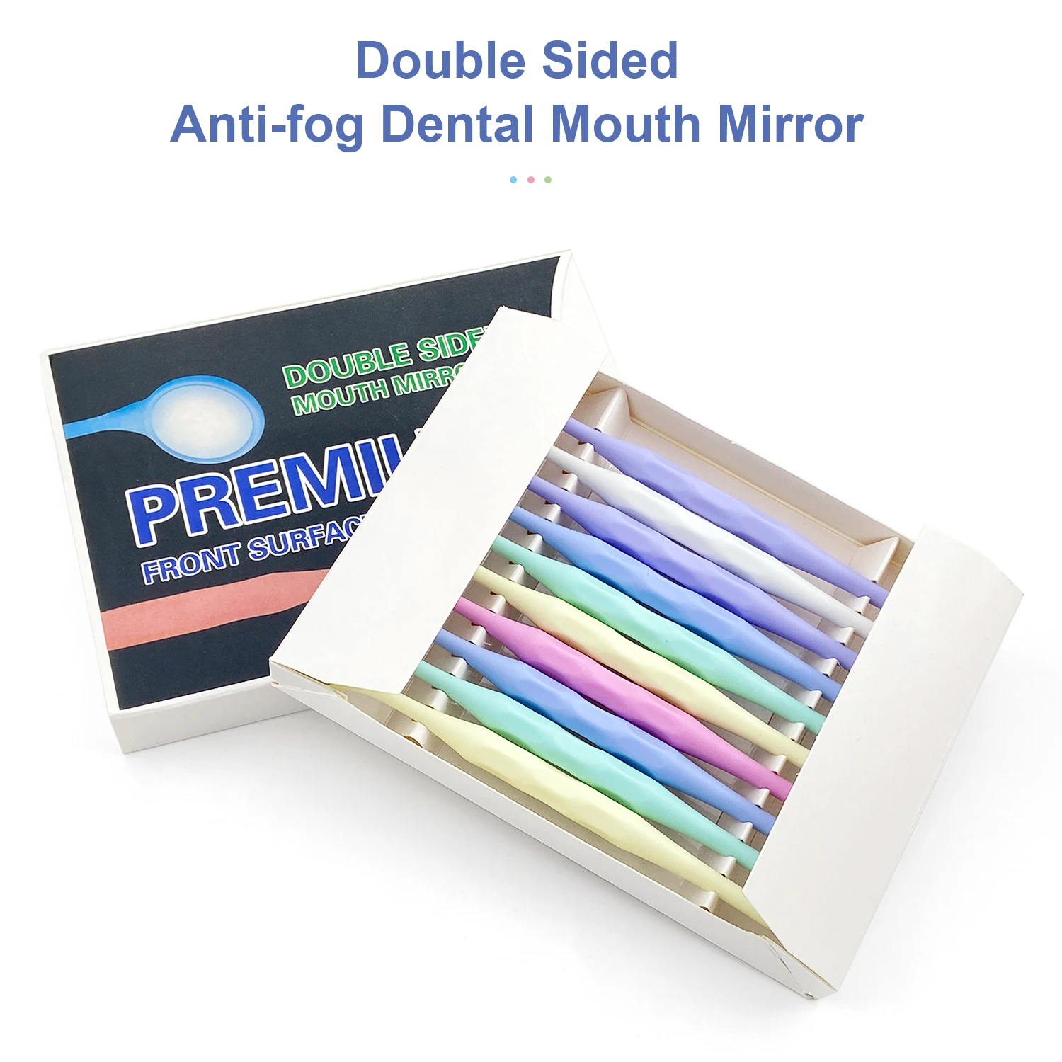 Well CK 10pcs/Box With Random Colors Dental Double Sided Mouth Mirrors With Handle