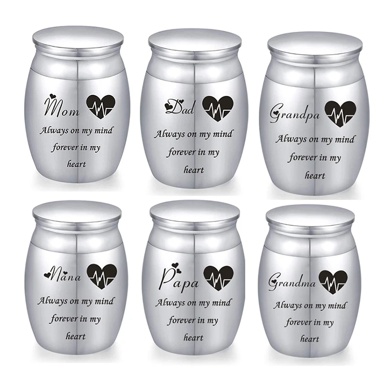 Dropshipping Mini Stainless Steel Decorative Cremation Keepsake Urns for Ashes Small Funeral Urns Memorial Ashes Holder 2 Size