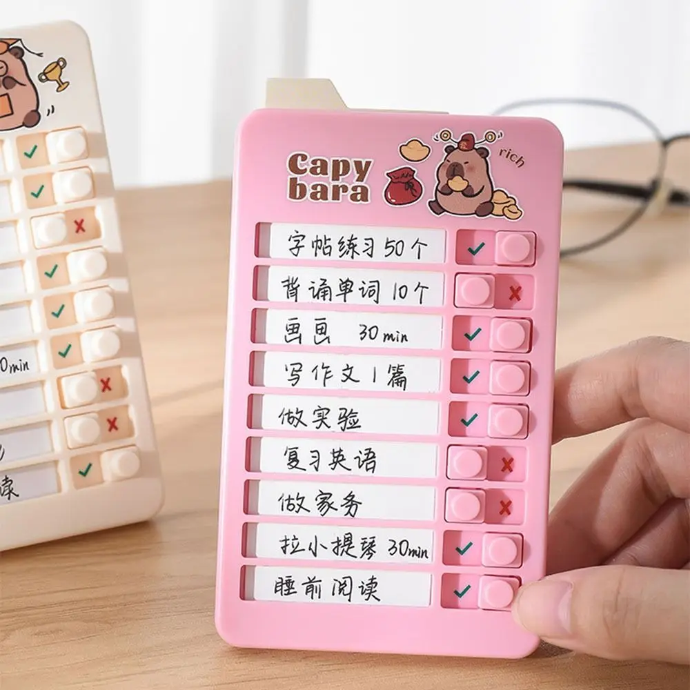 Capybara Good Habit Punch Card Panda Detachable Daily Task Planning Board Cartoon Plastic Self-discipline Punch Card