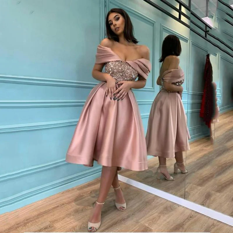 

New Women'S Spring Simple And Atmospheric Long Style Slimming Sequin Off Shoulder Banquet Evening Dress Dress