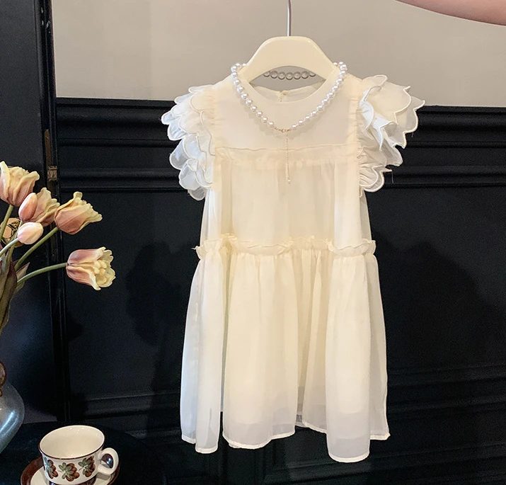 Girls Dress 2024 Summer New Fashion Korean Style Summer Dress Baby Girls Flying Sleeve Children Princess Dress Birthday Dresses