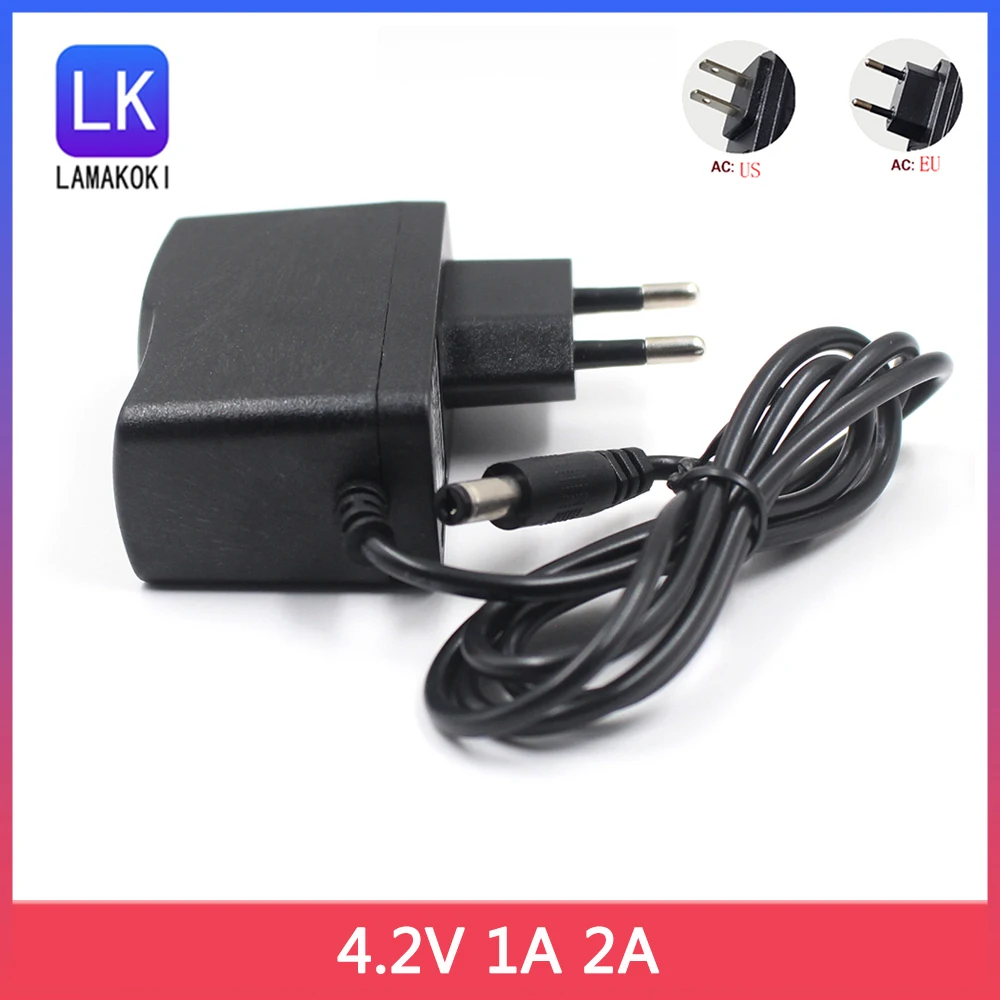 AC 100-240V to DC 4.2V 1A 2A 1000ma 2000ma Supply Power Adapter Charger 4.2 V Volt for 18650 Lithium Battery Laser Level