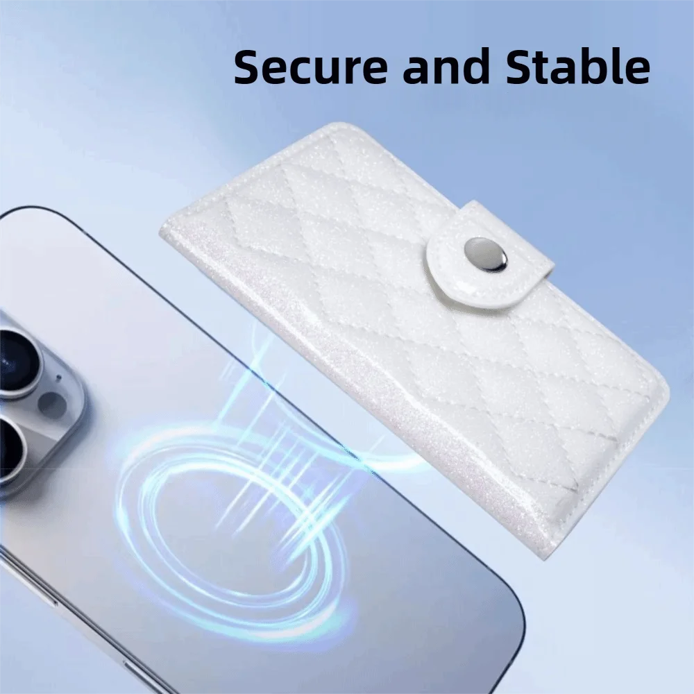 Para magsafe carteira titular do cartão de telefone dobrável segurança carteira de couro caso anti-roubo para iphone 17 16 15 14 13 série