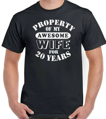 

Wedding Anniversary 20th T-Shirt Mens My Awesome Wife Funny Gift 20 Year Husband