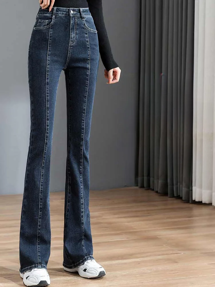 High Waist Bell Bot Jeans Women's Spring 2023 New Sle Slim Fit ort plus Size Light Blue ey Denim Long Pants