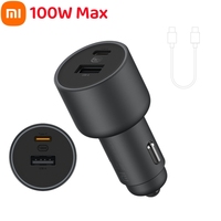 Original Xiaomi Car Charger 100W Max USB-C USB-A 5V 3A Dual Output 18W Fast Charging LED Charger For Samsung Huawei