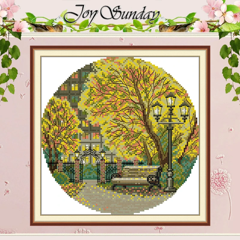 Kit de Broderie Point de Croix Pré-imprimé HD DIY Motifs d'Automne Tranquille 11CT 14CT 16CT DMC