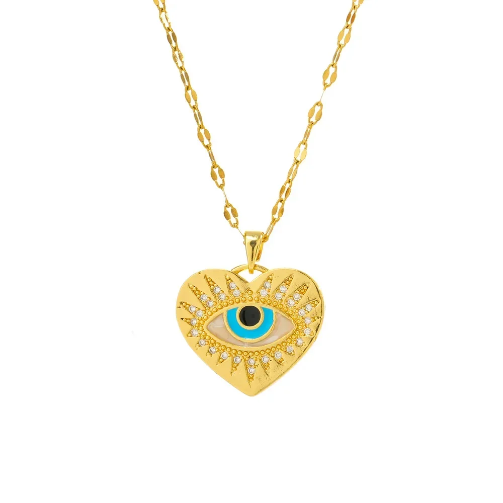 Подвеска «Глаз дьявола», легкая нишевая роскошная цепочка на ключицу, ожерелье из титановой стали, женское турецкое голубое глаз