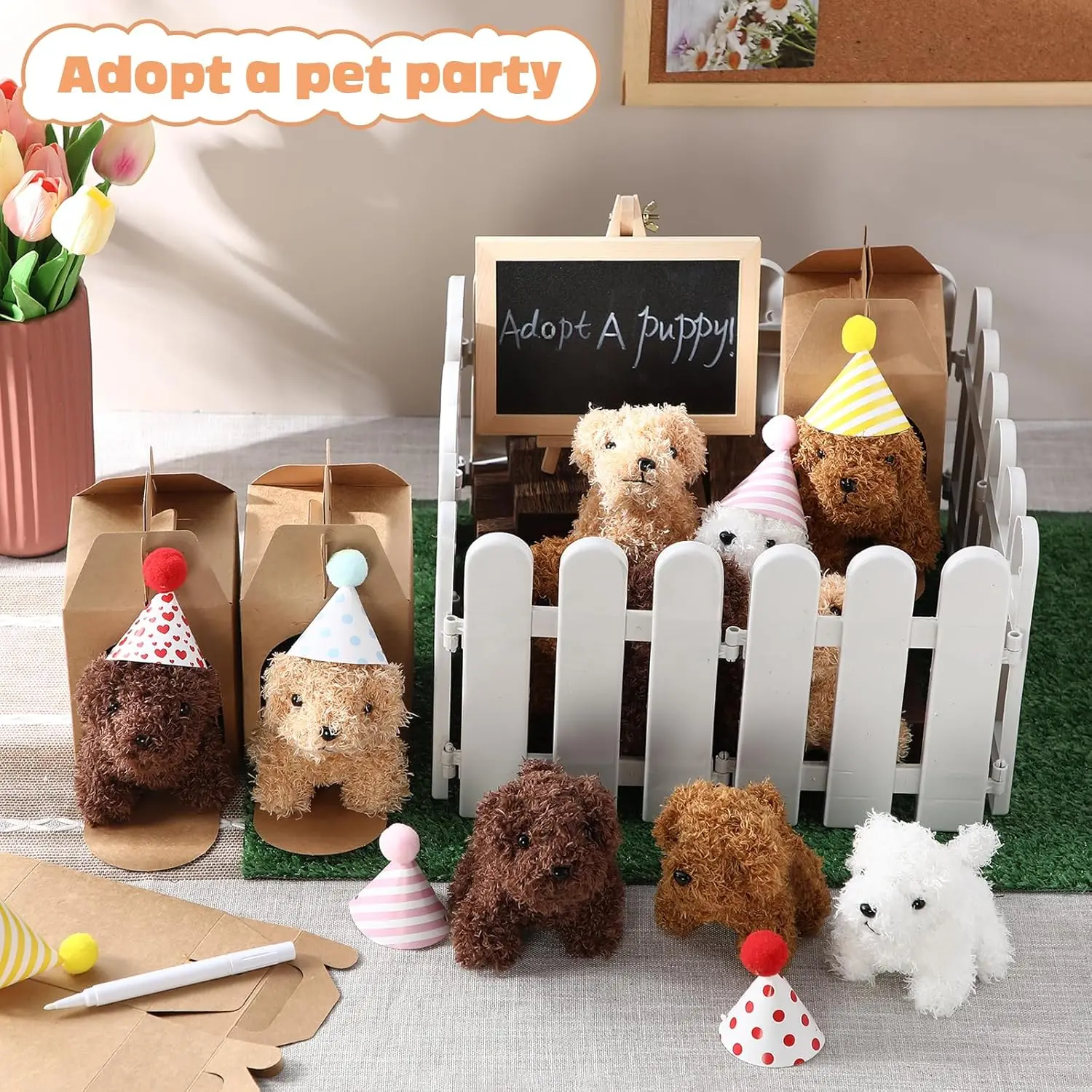 49-89Pcs Mini Plush Stuffed Animals Set Adopt A Puppy Party Favors Puppy Party Favors for Adopt A Pet Theme Birthday Party