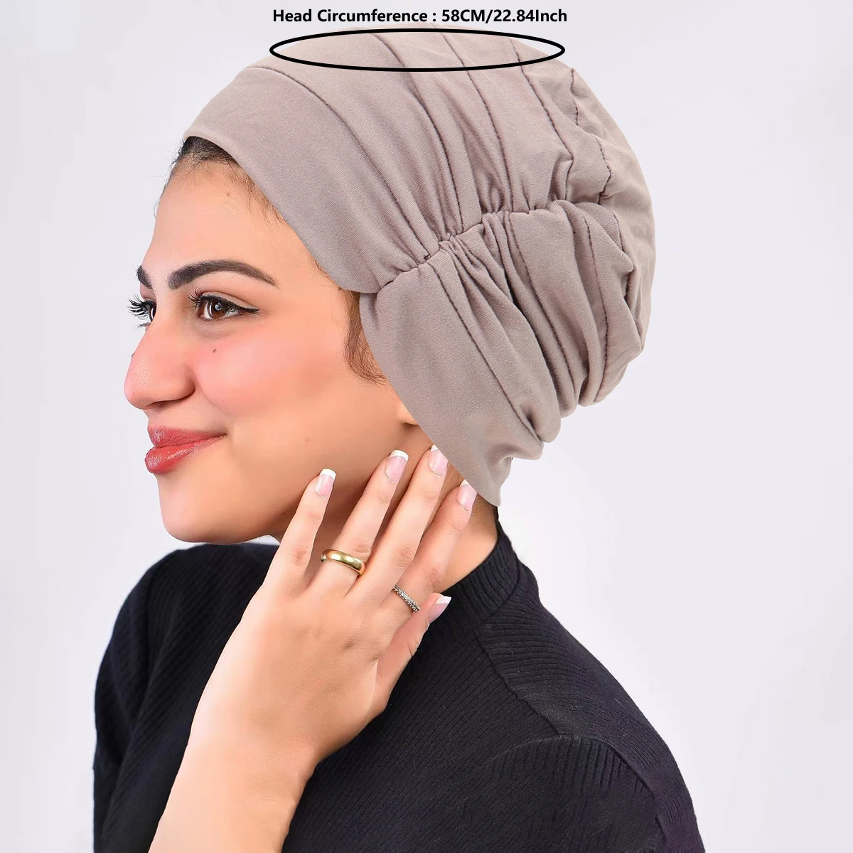 Solid Color Women Hijab Soft Strech Chemo Cap Sleep Turban Hat Liner for Cancer Hair Loss  Headwear Head Wrap Hair Accessories