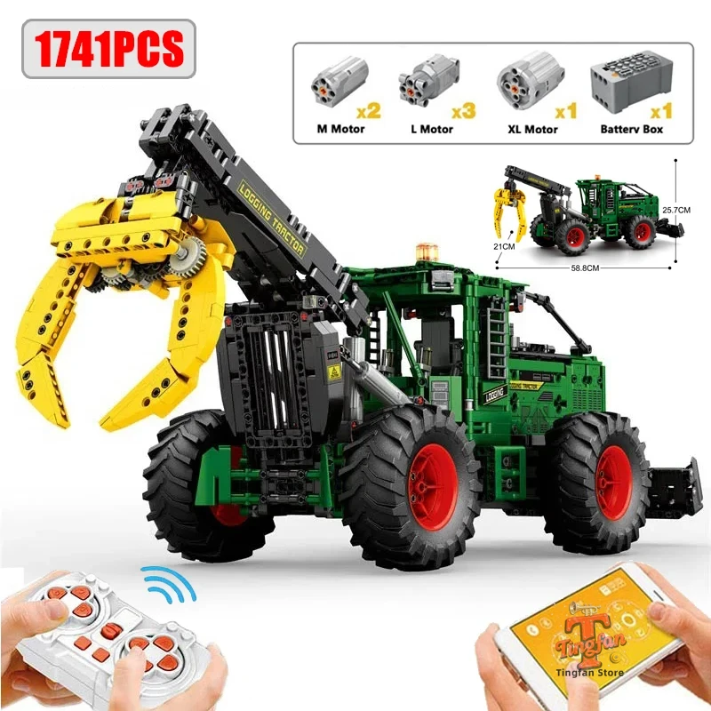 1741PCS RC Hout Tractor Bouwstenen Landbouwtractor Technologie Elektronische Afstandsbediening Auto Bakstenen Model Kinderen Speelgoed Idee Gift