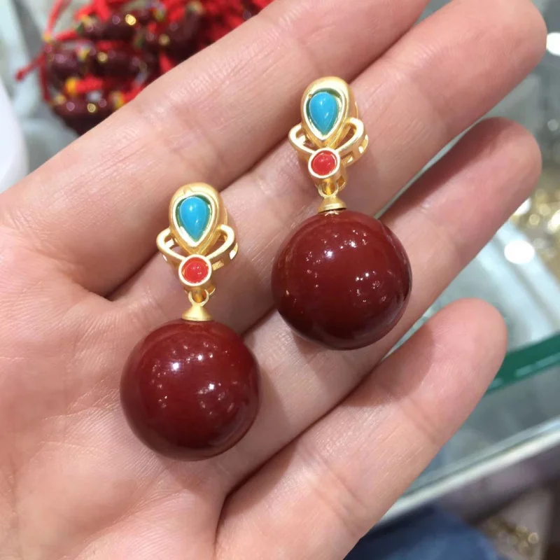 

Источник с фабрики, кулон из киновари с высоким содержанием, круглый кулон в этническом стиле, инкрустированный бирюзой киновари, цельный кулон, Прямая поставка