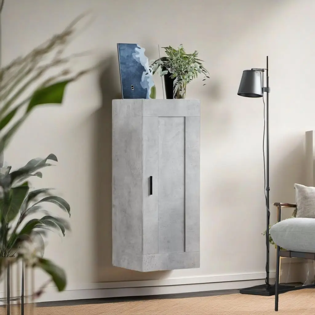 34.5x34x90 cm Wall Mounted Cabinet in Concrete Grey - Durable Engineered Wood Storage Solution