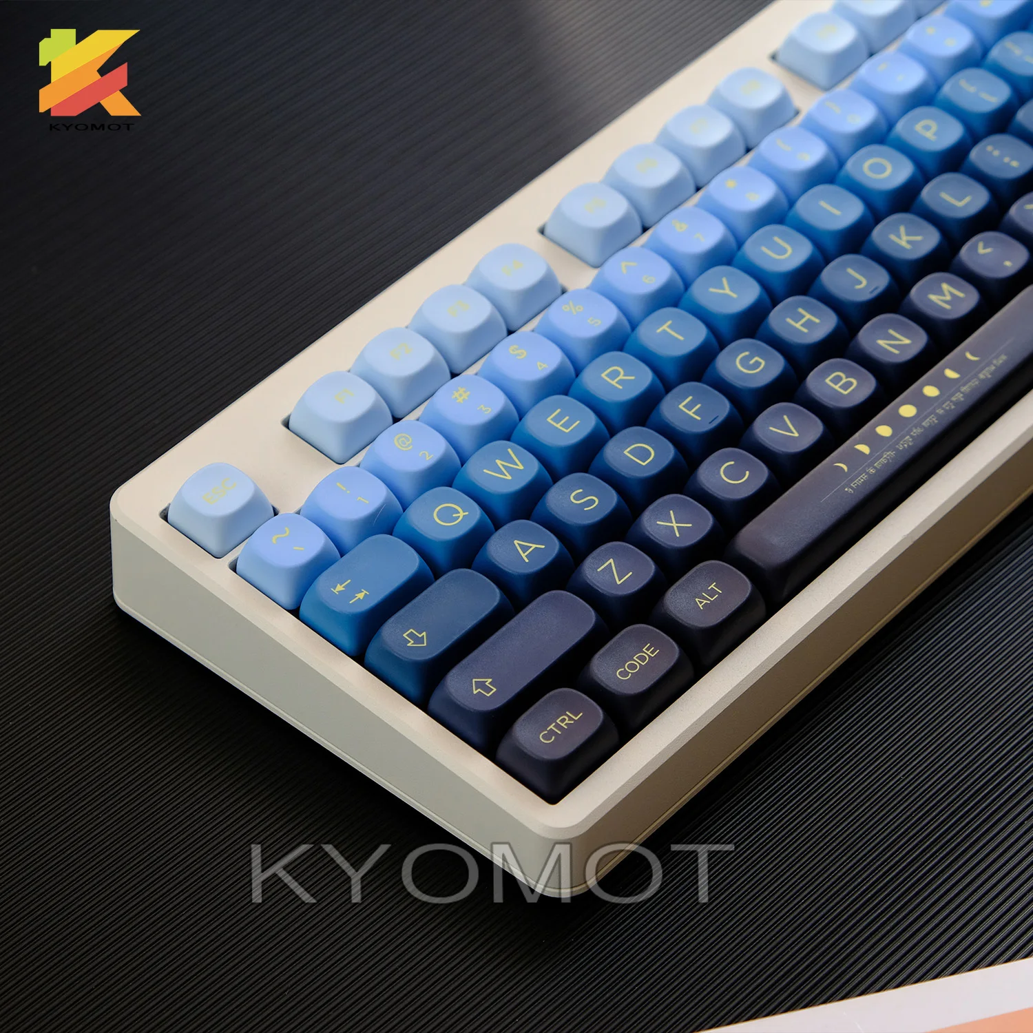 KYOMOT 125 Keys Moonrise Keycap XOA Profile PBT Dye Sub Golden Moon Orbit Keycaps For MX Switches DIY Mechanical Keyboard Gifts