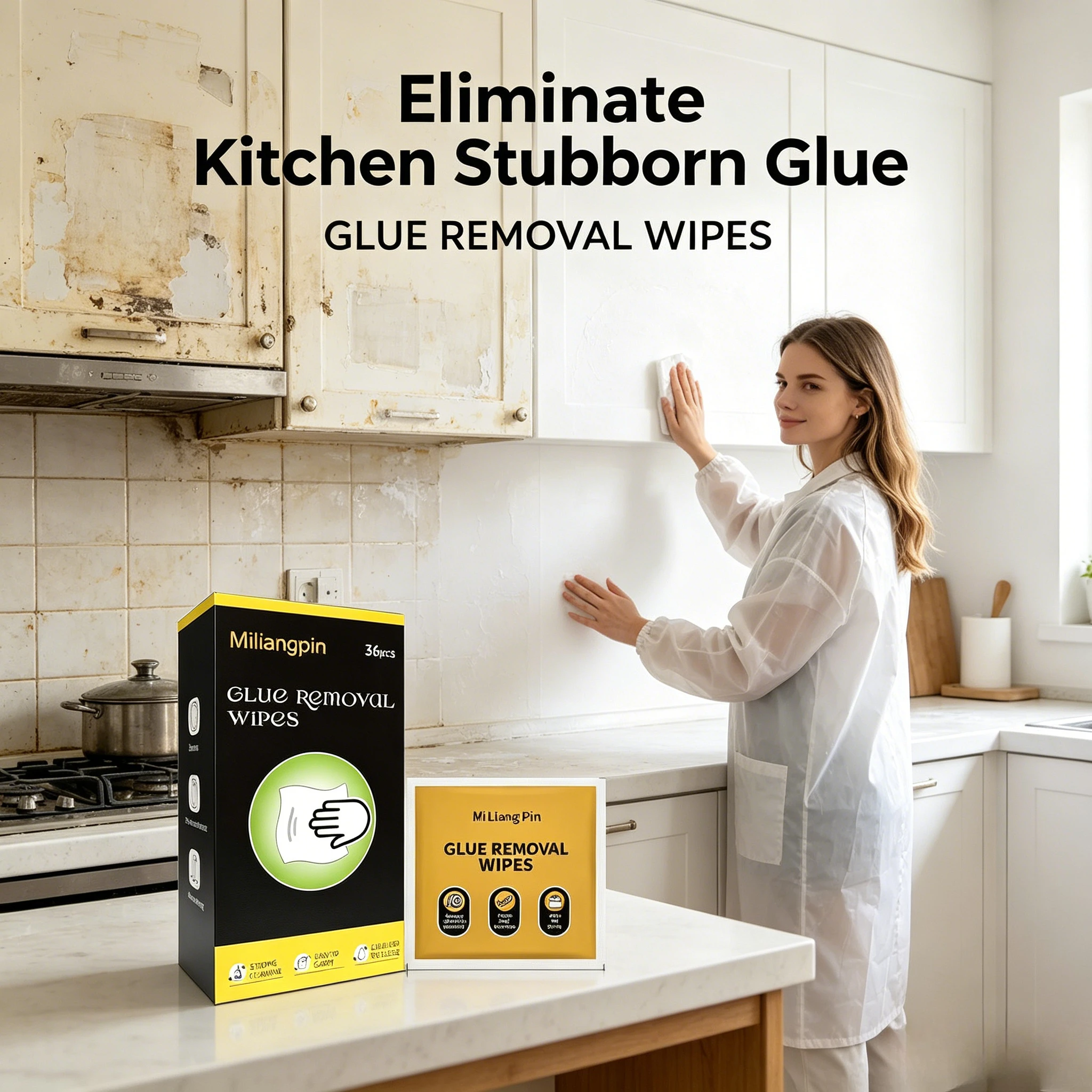 Disposable Adhesive Remover Wipes; Label and Sticker Remover Wipes; for Cleaning Labels and Residual Adhesive Marks.