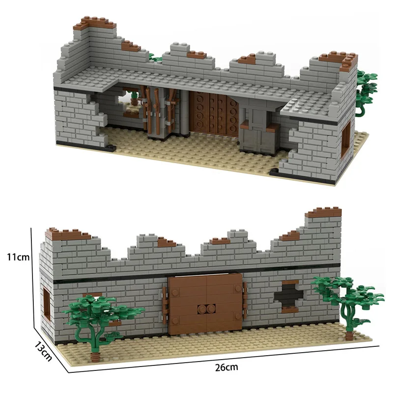 MOC série militaire ruiné champ de bataille maison bloc de construction assemblage scène de guerre bricolage assemblé éducatif petites briques garçons cadeaux