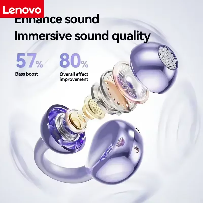 Lenovo Wireless Ear Clip Bluetooth Earphones Hi-Res Ultra Open