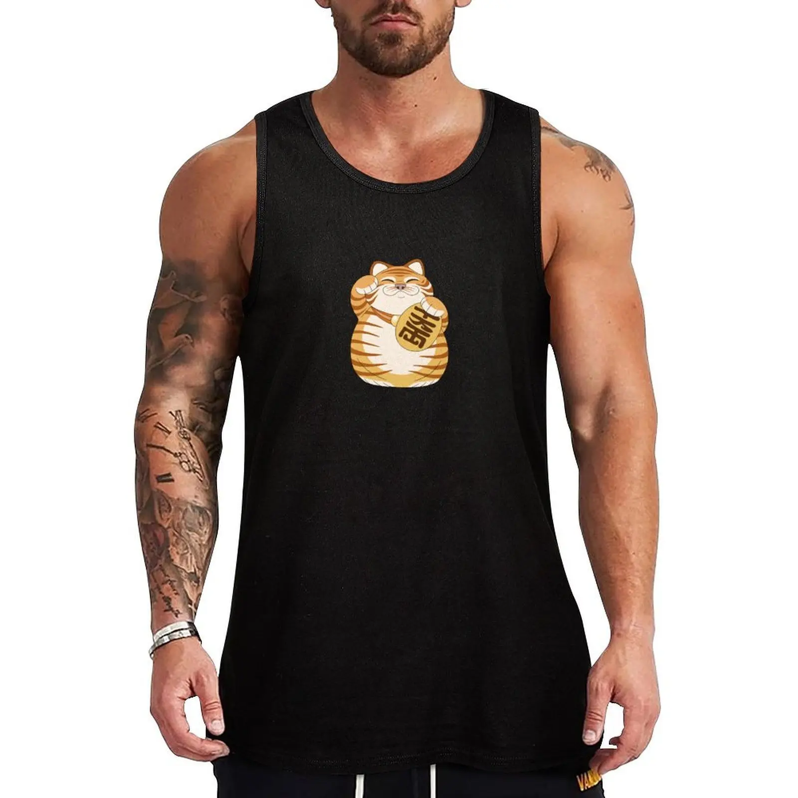 Lucky Tiger Japanese Maneki Neko Tank Top All Day Comfort Tank Top Soft Breathable Sleeveless