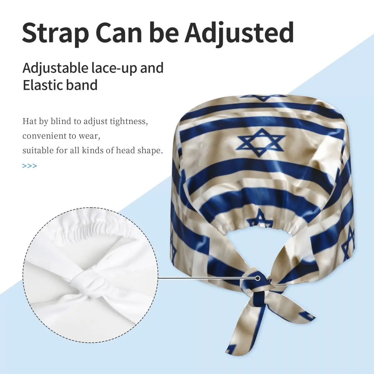 Шапка-скраб с флагом Израиля, рабочая хирургическая шапка для врача, унисекс, регулируемые шапочки для кормления для стоматолога