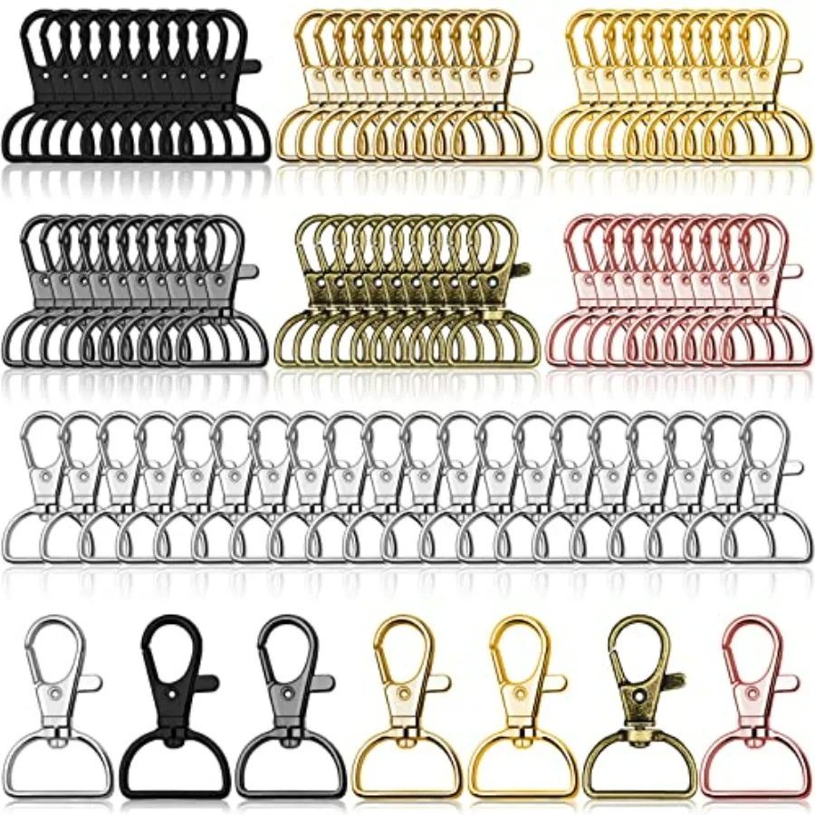 

Swivel Clasp Hooks, 80Pcs Key Chain Clip Hooks, D Ring Clip Lanyard Hardware for Keychain Making, Lanyard Making, Purse Hardwar