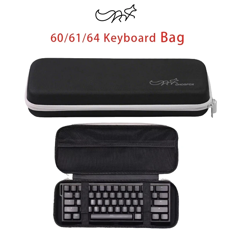 CHOSFOX Protable keyboard Storage Bag Large Capacity Mechanical Keyboard Bag 60/61/64 Thickened Fabric Waterproof Protect Bag