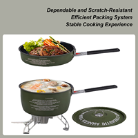 outdoor camping cookware set aluminum non stick pot portable  tableware cookware cooking pot bowl hiking BBQ picnic equipment