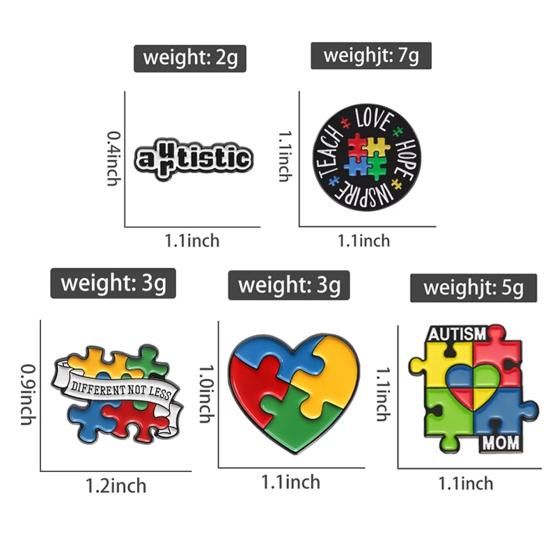 Autism Rainbow Puzzle Brooch Enamel Pins Custom Caring for Mental Health Brooches Backpack Lapel Badge Jewelry Gift for Friends