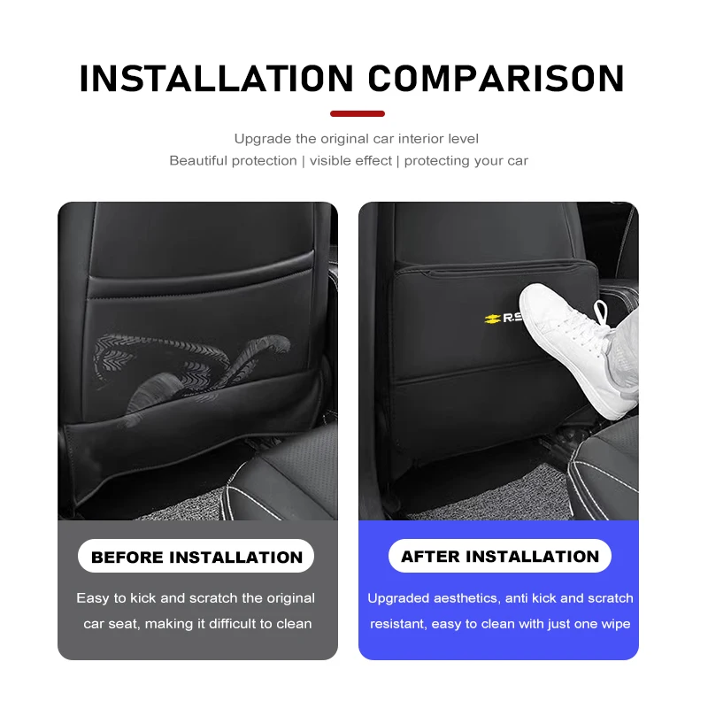 Car Seat Back Children Anti-Mud Pad Storage Pocket Organizer For Renault RS Sport Megane 3 4 2 Clio 5 Line Sandero Logan - view 3