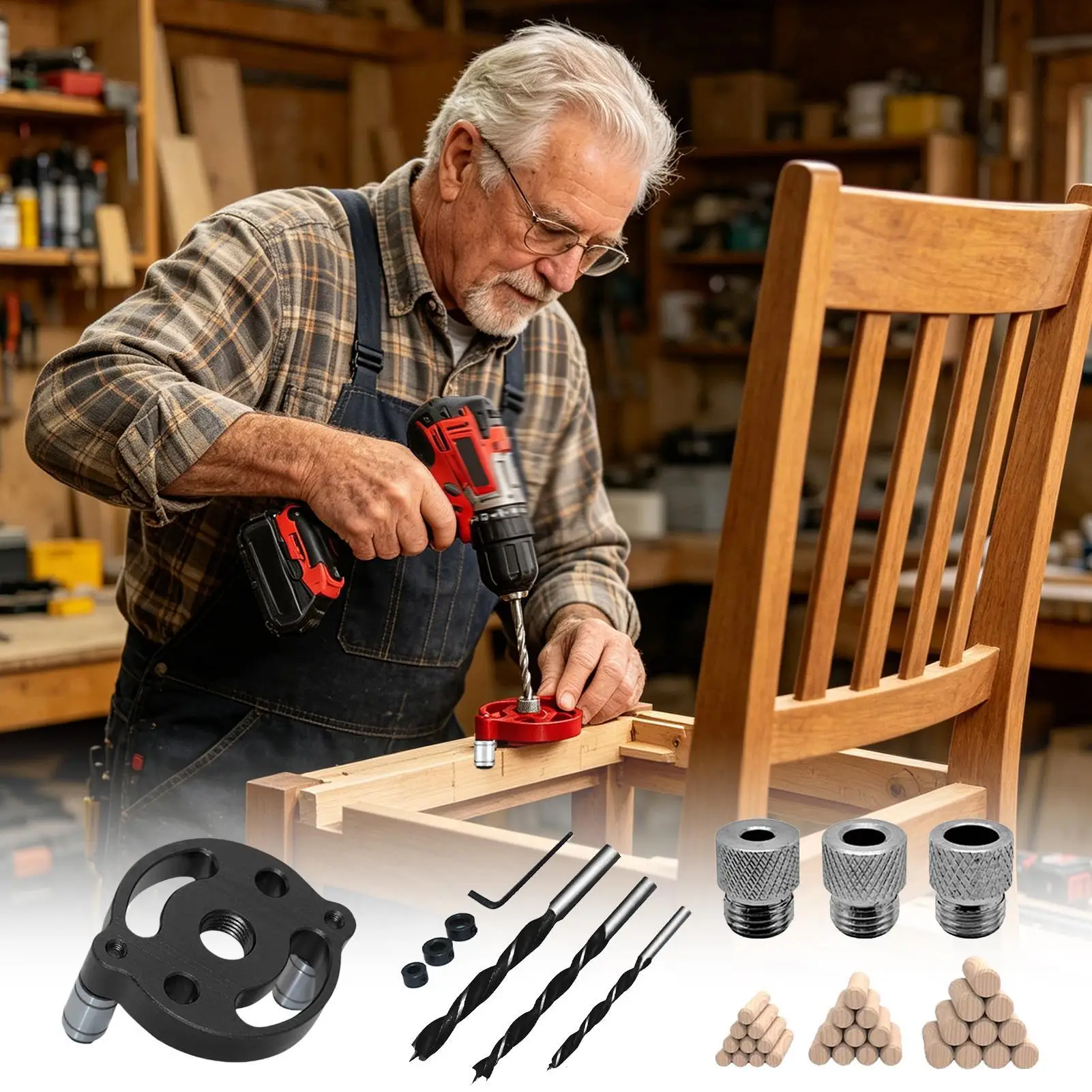 

Dowel Jig Self Centering Drawer Hole Locator Cabinet Hole Drilling Guide For Woodworkers Remodelers Contractors Carpenters