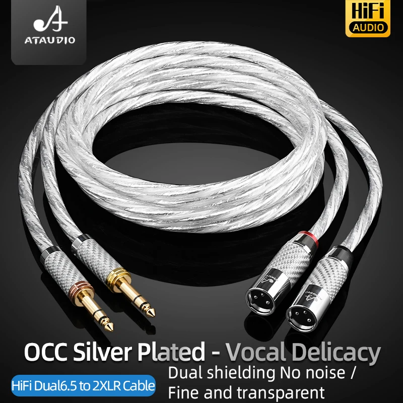 Kabel HiFi Dual 6.5 do 2XLR Aduio Wysokiej jakości posrebrzany kabel OCC Dual 6.5mm TRS do podwójnego XLR do głośnika miksera