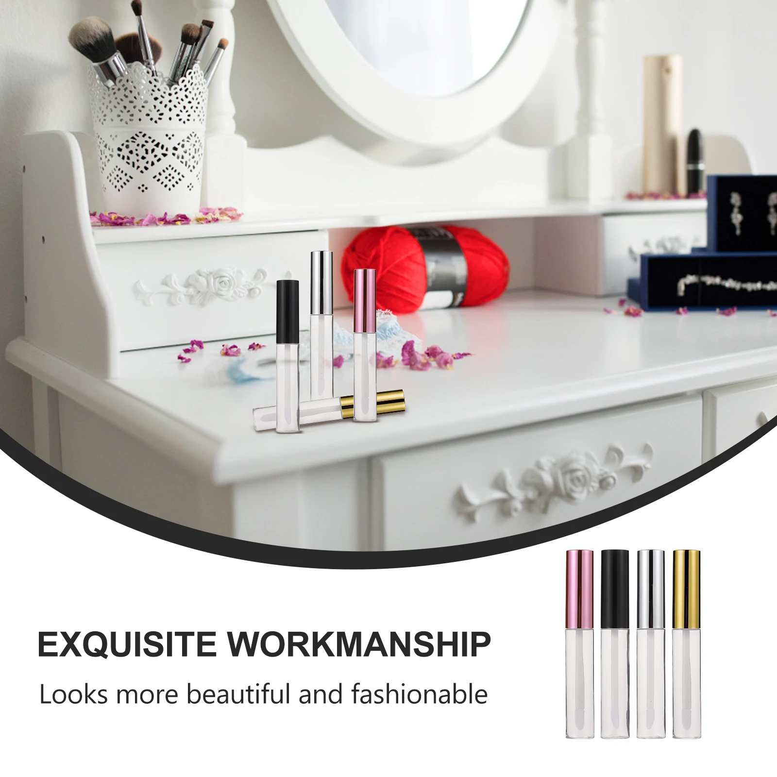 

40 Pcs Gloss Tubes Refillable Portable Empty Bottles Leak Proof ABS Portable Lip Gloss Containers With Brush For