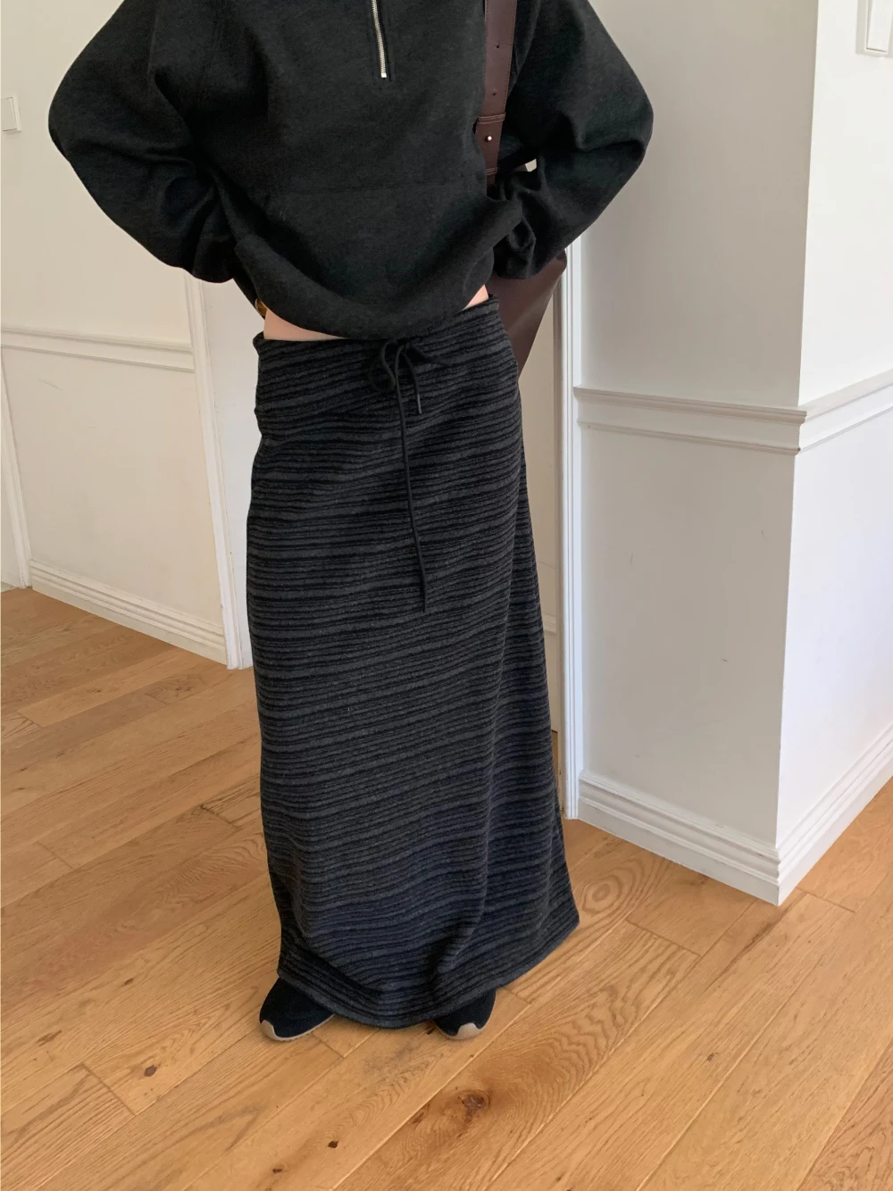 

Модная шикарная юбка длиной f, женская хлопковая юбка с высокой талией и прямым вырезом, текстурированная повседневная длинная юбка с поясом и разрезом Ba