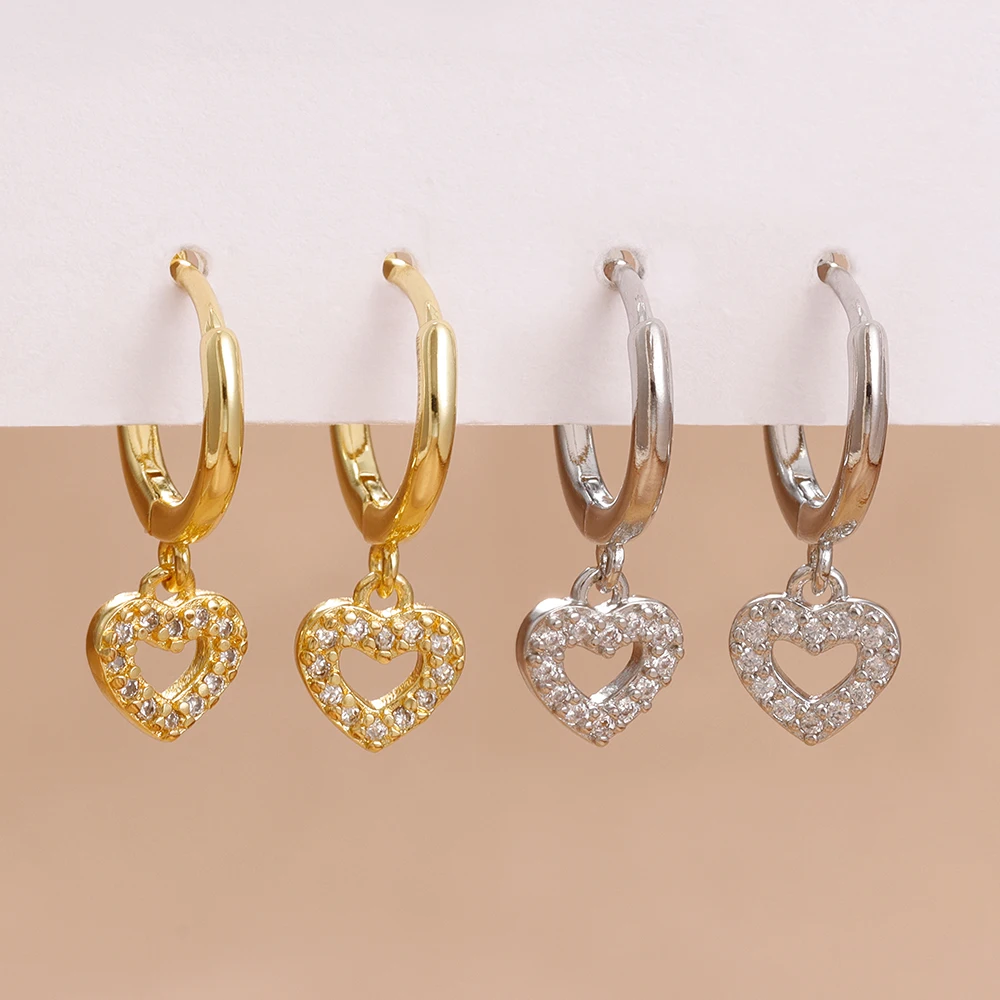 2 stücke Neue Arriva Exquisite Mode Trend 14K Gold Überzogene Liebe Tropfen Ohrringe Damen Luxus Glänzende Intarsien Zirkonia hochzeit Schmuck