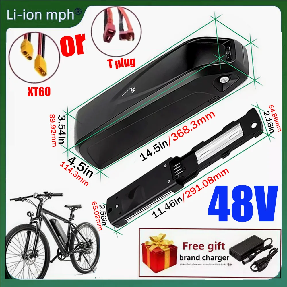 

New 48V 20Ah 30Ah 40Ah Full Capacity Power Pack 250-1200W Original Hailong Battery Suitable for Bafang BBS02 BBS03 BBSHD Motor