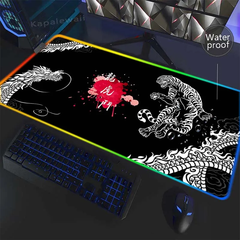 

HD Print Large Dragon Mouse Pad RGB XXL Mouse Mat Gaming Mousepad Keyboard LED Deskmad Backlit Keyboard Pads Waterproof Mousepad