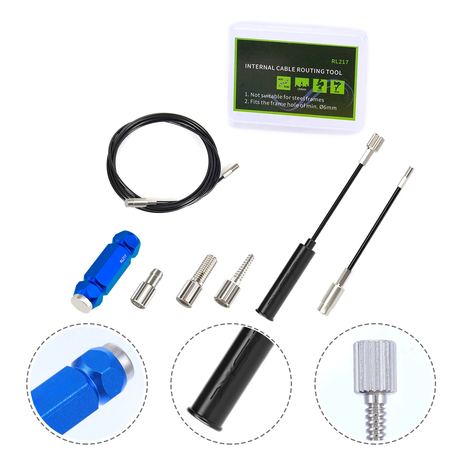 

1Set Magnetic Cable Routing Tool for Bike Internal Frame Wire Threading Aluminum Alloy Repairing Accessory for Carbon Fiber