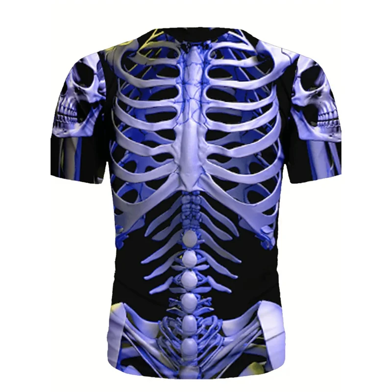 Horror Halloween Skeleton Skulls 3d Printing T Shirt Funny Muscles Abdominal Muscles Graphic Short Sleeves Fashion Mens Clothing