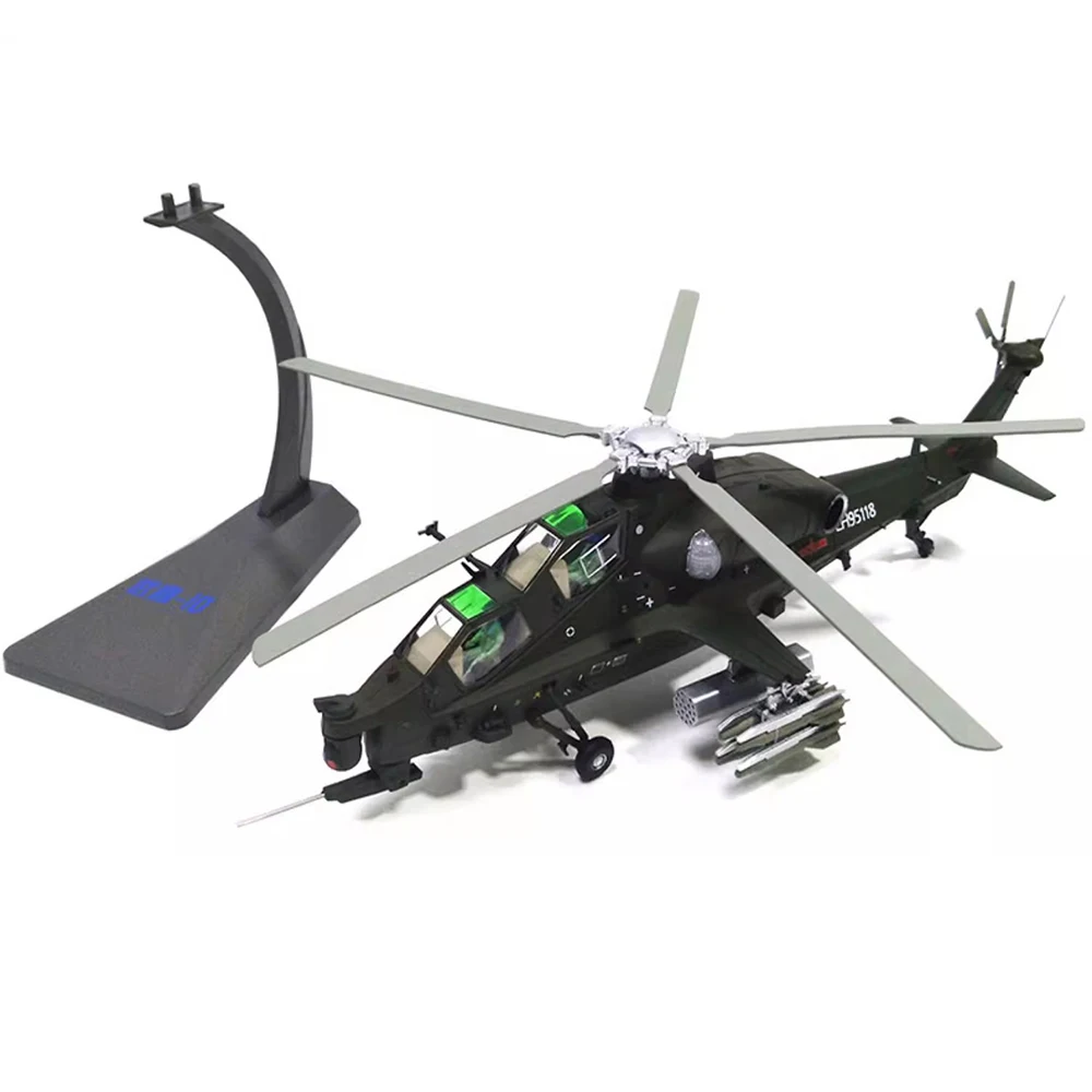 1/48 Scale Alloy Aircraft Chinese Army Aviation Helicopter Z-10 Fighter Z10 Fiery Thunderbolt for Collection Desk Decoration