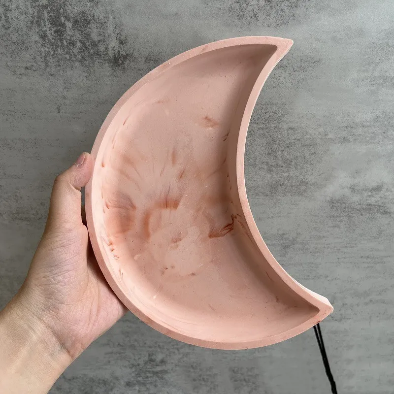 DIY Mondtablett Silikonform Schmuckaufbewahrungstablett Gipsform Harzform Zement-Keramikform für Heimwerker