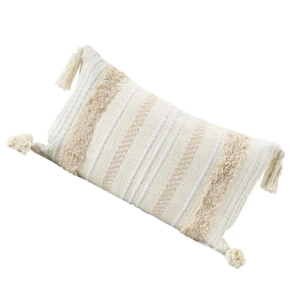 

1pc Tufted Pillow Chenille Boho Tassel Decorative Lumbar Bohemian Pillow Case Pillowcase Sofa Bedroom Home Decor Bohemian Style