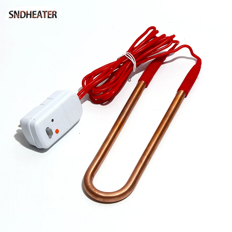 SNDHEATER 2KW Copper Water Heater Element 220V Electric Resistance Boiler U Shape Waterproof with Plug for Swimming Pool 280mm